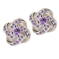 LRWEY Ohrringe Einfacher Schmuck Ohrringe Diamant Ewige Ohrstecker Frauen Stern Mode Ohrringe Bulk Creolen, violett, Einheitsgröße von LRWEY