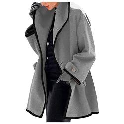 Mantel Outwear Trench Fashion Casual Warm Sleeve Damen Mantel Winter Offene Farbe Lange Damen Cardigan Jacke Slim Lange Wolle Damen Mantel Damen Jacken Herbst, grau, 48 von LRWEY