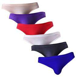 LSAMDIR Herren Seidig Bikini Unterwäsche Slip Low Rise Pack, 6er Pack 01, Medium von LSAMDIR