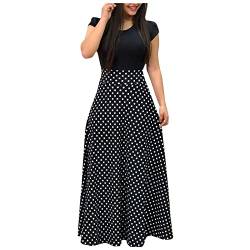 LSAltd Sommerkleid Damen, TunikaKleid Strandkleid Mädchen CocktailKleiddamen Damen BlusenKleid Freizeitkleid Langes Kleid Damen Indische Kleidung Damen Ballkleider,Black,5XL von LSAltd