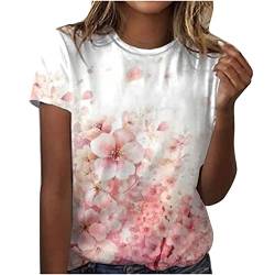 Tshirt Damen Damen Tops Sommer Basic Shirt Damen Damen Blusen Chiffon Bluse Damen Blusen & Tuniken Für Damen Spaghetti Top Damen Bluse Kurzarm Damen Tanktops Frauen Blusenshirt Damen（6-Pink,M） von LSAltd