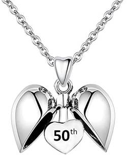 LSDesigns 50th Geburtstags Feier Herz Anhänger & Halskette Bezeichnet 50. - S925 Sterling Silber Damen von LSDesigns