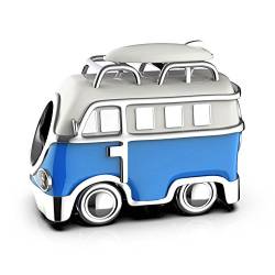 LSDesigns Campervan Wohnmobil Charm Perle – 925 Sterling silber passend für Pandora Moments Armbänder - blau & weiß Camper von LSDesigns