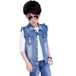 LSERVER Ärmellos Jeans Weste Kinder Jungen Winterjacke Jeansjacke Slim Outwear,134 von LSERVER