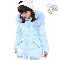 LSERVER Mädchen Dicke warme Daunenjacke Kinder Mode Winterjacke, Blau, 104/110(Fabrikgröße: 110) von LSERVER