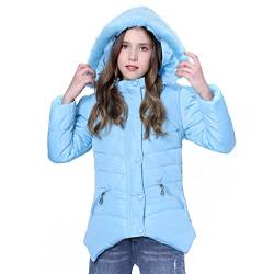 LSERVER Mädchen Dicke warme Daunenjacke Kinder Mode Winterjacke, Blau, 116(Fabrikgröße: 120) von LSERVER