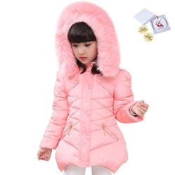 LSERVER Mädchen Dicke warme Daunenjacke Kinder Mode Winterjacke, Rosa, 122/128(Fabrikgröße: 130) von LSERVER