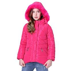 LSERVER Mädchen Dicke warme Daunenjacke Kinder Mode Winterjacke, Rose Rot, 134/140(Fabrikgröße: 140) von LSERVER