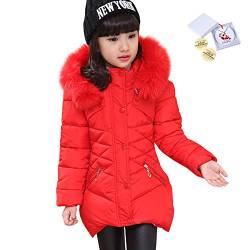 LSERVER Mädchen Dicke warme Daunenjacke Kinder Mode Winterjacke, Rot, 116(Fabrikgröße: 120) von LSERVER