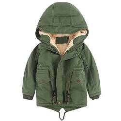 LSERVER Winterjacke für Jungen und Mädchen,warm Hoodie Outfits Dicke Mantel Baby Wintermäntel, Armeegrün(Verdickung), 104-110 von LSERVER