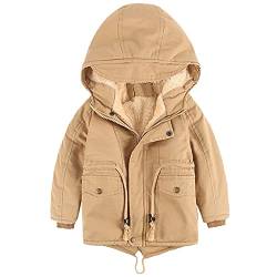 LSERVER Winterjacke für Jungen und Mädchen,warm Hoodie Outfits Dicke Mantel Baby Wintermäntel, Beige(Verdickung), 116 von LSERVER