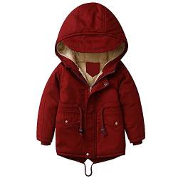 LSERVER Winterjacke für Jungen und Mädchen,warm Hoodie Outfits Dicke Mantel Baby Wintermäntel, Rot(Verdickung), 116 von LSERVER