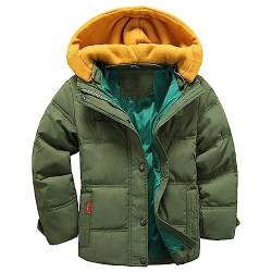 LSERVER-Winterjacke für Kinder Jungen Mädchen verdickte Daunenjacken Mantel Trenchcoat Outerwear mit Kapuzen, Grün, 104-110 von LSERVER