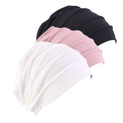 LSGGTIM 3PCS Turban Damen Chemo Kopfbedeckung, Krebs Mützen Kopftuch Damen Bandana Beanie Hut Baumwolle Chemo Hüte Slouchy Turban Schlafmütze Krebshüte Kopfbedeckung für Frauen Krebs Haarausfall von LSGGTIM