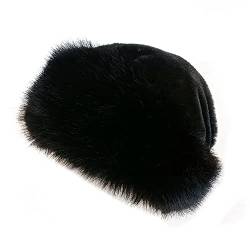 LSGGTIM Damen Fellmütze, Russische Pelzmütze Damen Faux Fuchs Cossack Mütze Wintermütze Kunstfell Wintermütze Pelzmütze Barett Warme Mütze Kosakenmütze Pelzmütze Cossack Russische Mütze von LSGGTIM