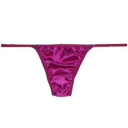 LSHARON Damen Verstellbare Sexy 100% Maulbeerseide Tanga Dessous G-String Unterwäsche Niedrige Taille Slip, rosarot, Medium von LSHARON SILK