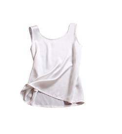 LSHARON SILK 100% 19 Momme Maulbeerseide Damen Bluse Tank Top, weiß, Large von LSHARON SILK