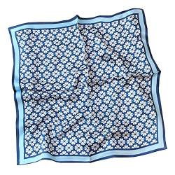 LSHARON SILK Damen-Schal aus 100 % Maulbeerseide, grafischer Druck, Seide, 53 x 53 cm, blau, 53cmL* 53cmW von LSHARON SILK