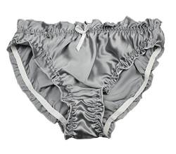 LSHARON SILK Damen Sexy 100% Maulbeerseide Slip Dessous Gymnastik Tanga Ballett Unterwäsche Höschen, silber, 36 von LSHARON SILK