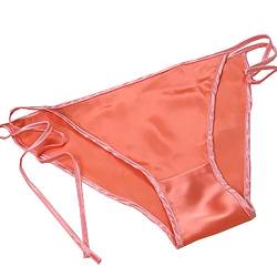 LSHARON SILK Damen Sexy 100% Maulbeerseide Tanga Dessous G-String Unterwäsche Höschen Slip, Orange, One size von LSHARON SILK