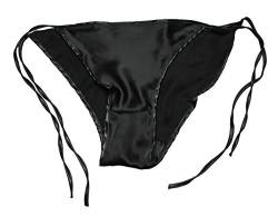 LSHARON SILK Damen Sexy 100% Maulbeerseide Tanga Dessous G-String Unterwäsche Panties Slips, Schwarz , One size von LSHARON SILK