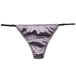 Lsharon Damen-Slip, verstellbar, sexy, 100 % Maulbeerseide, Tanga, Dessous, G-String, Unterwäsche, niedrige Taille, violett, One size von LSHARON SILK