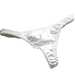 LSHARON Sexy Dessous Unterwäsche Slip Tanga Panty aus 100 % Maulbeerseide Gr. XSmall(Etikett Medium), weiß von LSHARON