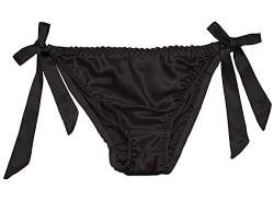 Lsharon Sexy Dessous, Damenunterwäsche, Slip, Tanga, aus 100 % Maulbeerseide Gr. Medium, Schwarz von LSHARON