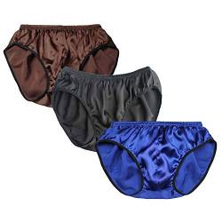 Lsharon sexy Herren-Slips aus 100 % Maulbeerseide, Herrenunterwäsche, Unterhosen für Männer, 3er-Packung Gr. Small(Etikett Large), A02 von LSHARON