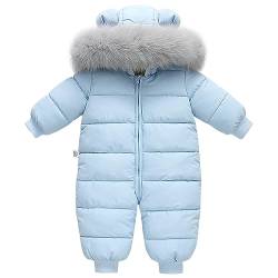 LSHDCER Baby Kleinkind Jungen Mädchen 2 Teilig Bekleidungsset Winter Schneeanzug Winteranzug Skianzug (Daunenjacke mit Fellkapuze+ Daunenhose), Grün, 74-80 (Etikettengröße: 80) von LSHDCER