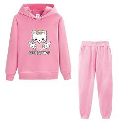 LSHDCER Jogginganzug Mädchen Freizeitanzug 2tlg Bekleidungsset Kinder Sportanzug Trainingsanzug Outfit-Set Sweatjacke & Sweathose, Rosa+Rosa, 116 (Etikettengröße: 120) von LSHDCER