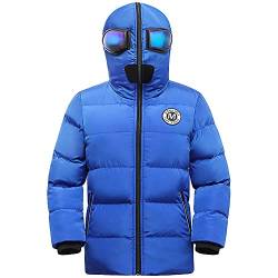 LSHDCER Kinder Daunenjacke Jungen Mit Kapuze mit Brille Winddichter Winterjacke Jungen Wintermantel Warm Steppjacke Baumwolle, Blau, 170-176, EURL28JIU18Q18 von LSHDCER