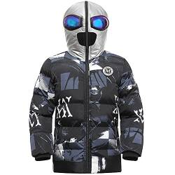 LSHDCER Kinder Daunenjacke Jungen Mit Kapuze mit Brille Winddichter Winterjacke Jungen Wintermantel Warm Steppjacke Baumwolle, Graffiti, 164, EURL28JIU18A17 von LSHDCER