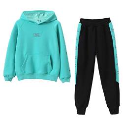 LSHDCER Kinder Jogginganzug Mädchen Sportanzug 2tlg Bekleidungsset Trainingsanzug Outfit-Set Sweatjacke & Sweathose, 116, Grün von LSHDCER