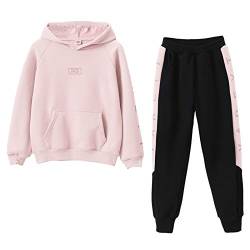 LSHDCER Kinder Jogginganzug Mädchen Sportanzug 2tlg Bekleidungsset Trainingsanzug Outfit-Set Sweatjacke & Sweathose, 122-128, Rosa von LSHDCER