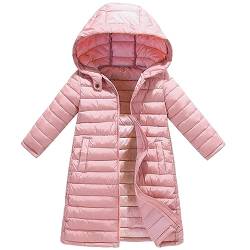 LSHDCER Kinder Mädchen Winterjacke Wintermantel Steppjacke Baumwolle Gefuetterte Winter Jacke mit Kapuze, Rosa, 134-140 (Etikettengröße: 140) F2B05P14 von LSHDCER