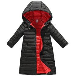 LSHDCER Kinder Mädchen Winterjacke Wintermantel Steppjacke Baumwolle Gefuetterte Winter Jacke mit Kapuze, Schwarz, 116 (Etikettengröße: 120) F2B05U12 von LSHDCER