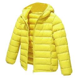 LSHDCER Kinder Winterjacke Jungen Mädchen Wintermantel mit Kapuze Verdichte Outerwear Steppjacke Warm Kinderjacke, Gelb, 146 (Etikettgröße: 150) von LSHDCER