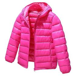 LSHDCER Kinder Winterjacke Jungen Mädchen Wintermantel mit Kapuze Verdichte Outerwear Steppjacke Warm Kinderjacke, Rosa Rot, 116 (Etikettgröße: 120) von LSHDCER