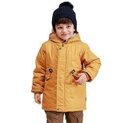 LSHDCER Kinder Winterjacke Jungen Wintermantel mit Kapuze Steppjacke Mädchen Dicker Baumwollejacke aus Plüsch Winterkinderkleidung, Gelb, 104-110 (Etikettengröße: 110) L2525Y11 von LSHDCER