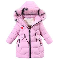 LSHDCER Kinder Winterjacke Mädchen Winter Warmer Wintermantel Outerwear Verdichte Kinderjacke, Rosa, 116(Etikettengröße: 120) von LSHDCER