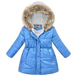 LSHDCER Kinder Winterjacke Mädchen Wintermantel Baumwolle gefuetterte Winter Jacke Warm Kinderjacke Steppjacke, Blau, 116 von LSHDCER