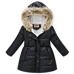 LSHDCER Kinder Winterjacke Mädchen Wintermantel Baumwolle gefuetterte Winter Jacke Warm Kinderjacke Steppjacke, Schwarz, 122-128 von LSHDCER