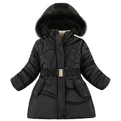 LSHDCER Kinder Winterjacke Mädchen Wintermantel Warme Verdichte Outerwear Kinderjacke Steppjacke, Schwarz, 134-140 (Etikettengröße: 140) L2949U14 von LSHDCER