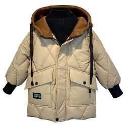 LSHDCER Winterjacke Jungen mit Kapuze Kinder Wintermantel Kinder Winter Jacke Steppjacke Parka, Khaki, 116 (Etikettengröße: 120) L2951Z12 von LSHDCER