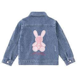 LSHEL Kinder Jeansjacke Mädchen Übergangsjacke Denim Jacke Outwear, Dunkelblau, 116 (Etikettengröße: 120) von LSHEL