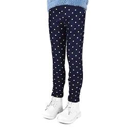 LSHEL Leggins Kinder Mädchen Gefütterte Leggings Herbst Winter Warm Hose Thermohose Thermoleggins, Farbige Punkte, 120/3-4 Jahre von LSHEL