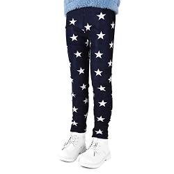 LSHEL Leggins Kinder Mädchen Gefütterte Leggings Herbst Winter Warm Hose Thermohose Thermoleggins, Weiße Sterne, 140/6-7 Jahre von LSHEL