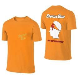Sta-Tus Logo Qu-o Herren-T-Shirt, Baumwolle, kurzärmelig, Rundhalsausschnitt, weiches schwarzes T-Shirt, Basic, lässig, Fans, Geschenk, Tops, Orange, XXL von LSMCCOTP