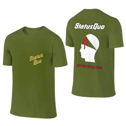 Sta-Tus Logo Qu-o Herren-T-Shirt, Baumwolle, kurzärmelig, Rundhalsausschnitt, weiches schwarzes T-Shirt, Basic, lässig, Fans, Geschenk, Tops, moosgrün, XXL von LSMCCOTP